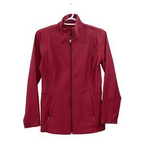 Lucy Activewear Women's Athletic Full Zip Soft shell Jacket in Burgundy Red